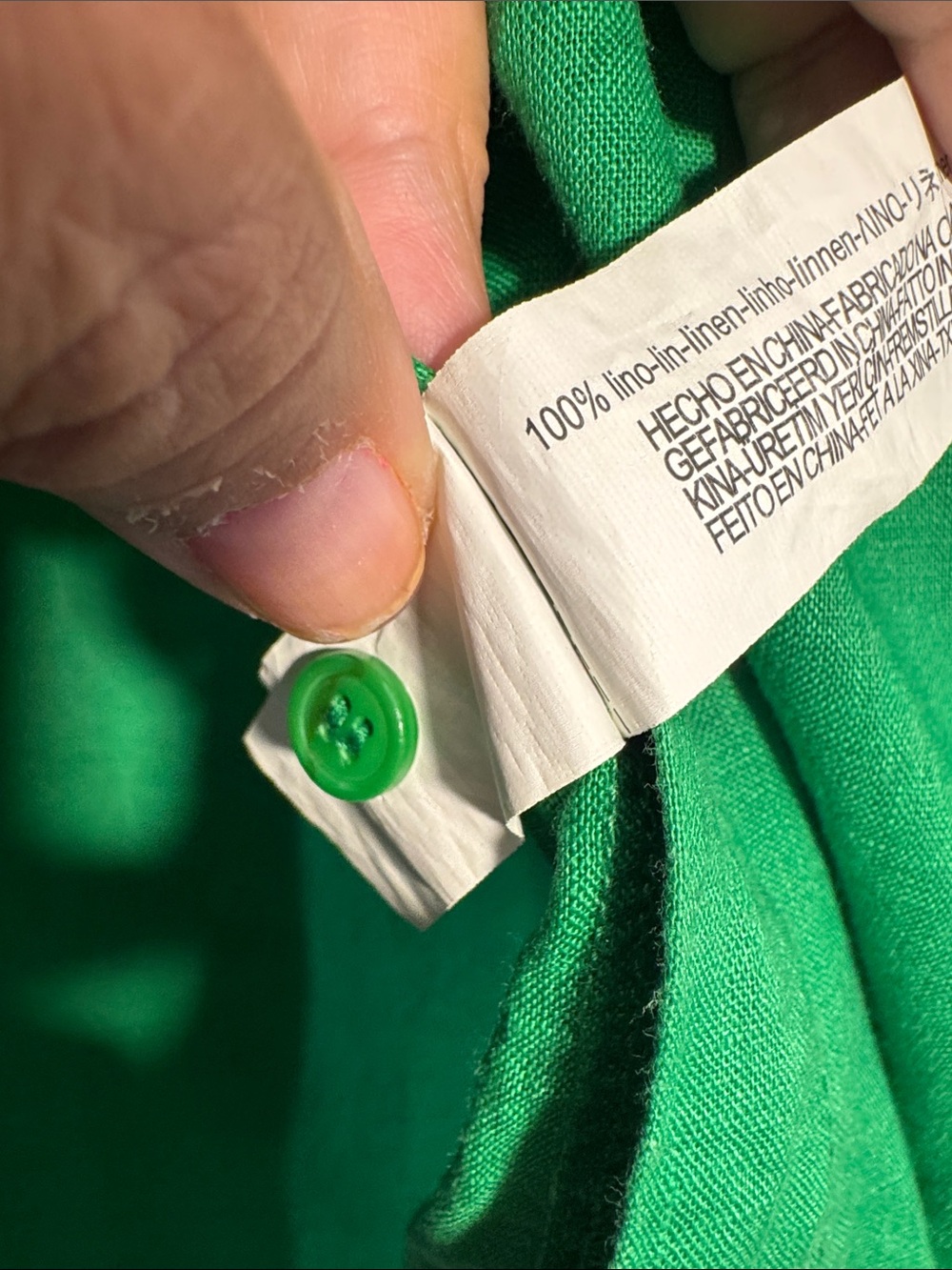 Zara Bright Green Linen Half sleeve summer  Button-Front Shirt - Picture 3 of 5